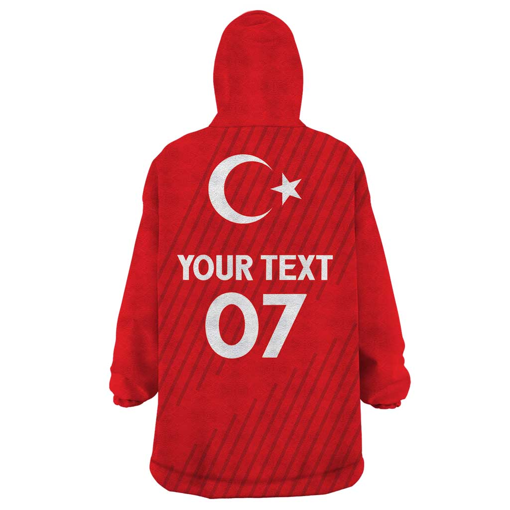 Turkiye Football 2024 Custom Wearable Blanket Hoodie Crescent-Stars Basic Style - Wonder Print Shop