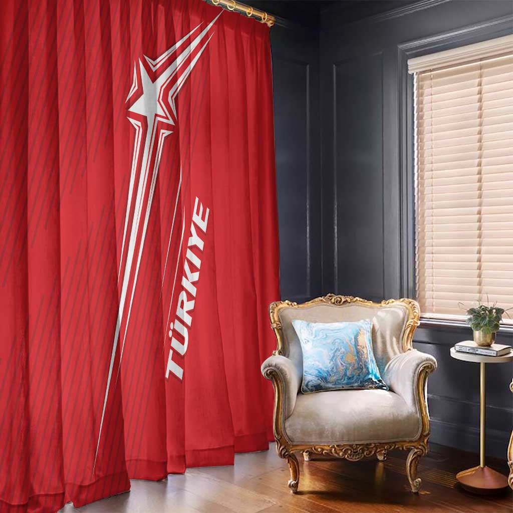 Turkiye Football 2024 Custom Window Curtain Crescent-Stars Basic Style - Wonder Print Shop