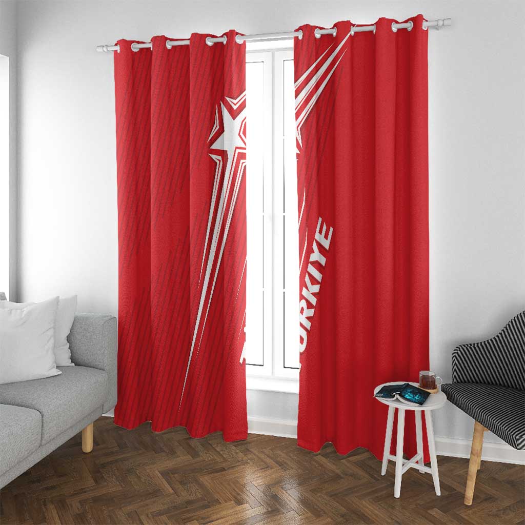 Turkiye Football 2024 Custom Window Curtain Crescent-Stars Basic Style - Wonder Print Shop