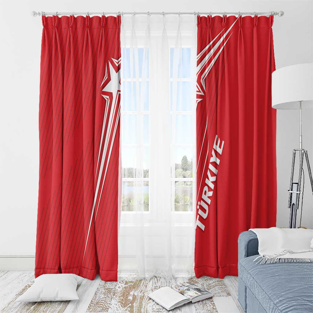 Turkiye Football 2024 Custom Window Curtain Crescent-Stars Basic Style - Wonder Print Shop