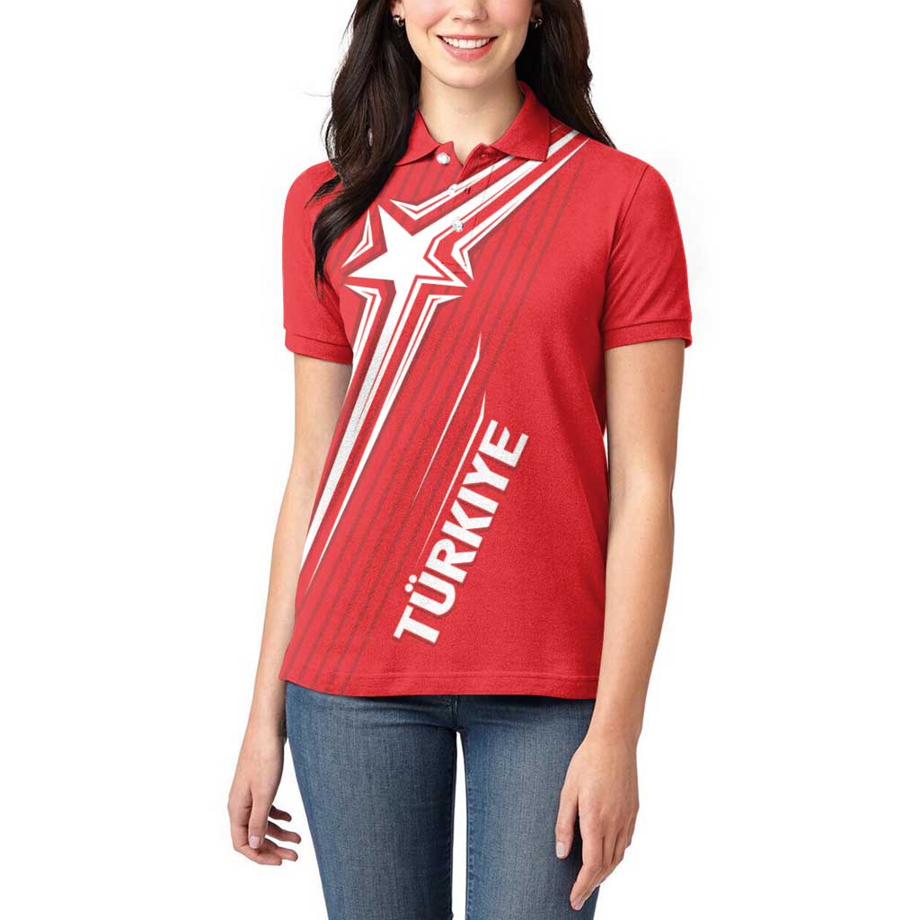 Turkiye Football 2024 Custom Women Polo Shirt Crescent-Stars Basic Style - Wonder Print Shop