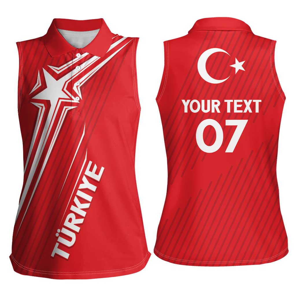 Turkiye Football 2024 Custom Women Sleeveless Polo Shirt Crescent-Stars Basic Style - Wonder Print Shop