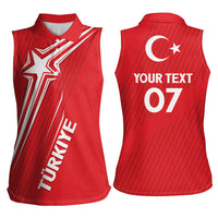 Turkiye Football 2024 Custom Women Sleeveless Polo Shirt Crescent-Stars Basic Style - Wonder Print Shop