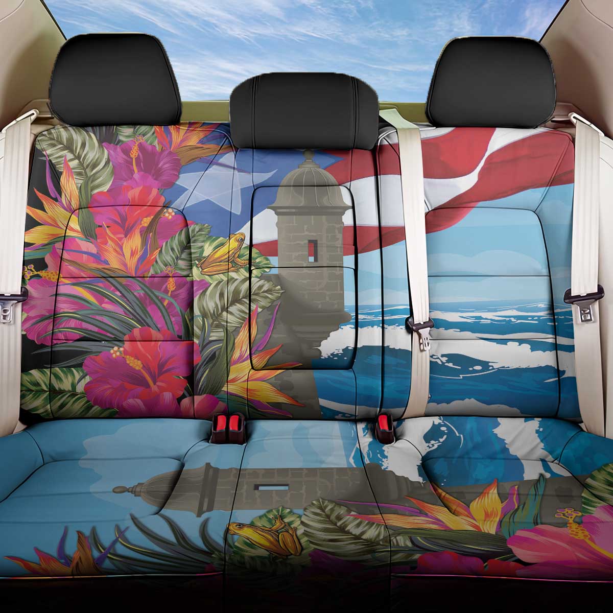 Puerto Rico El Morro Back Car Seat Cover Boriken Seascape - Wonder Print Shop
