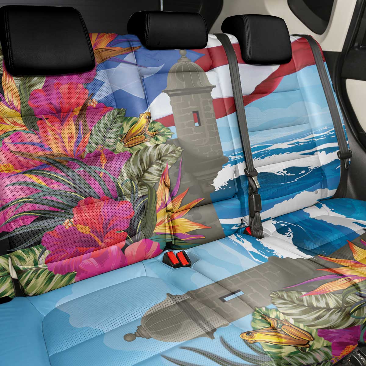 Puerto Rico El Morro Back Car Seat Cover Boriken Seascape - Wonder Print Shop