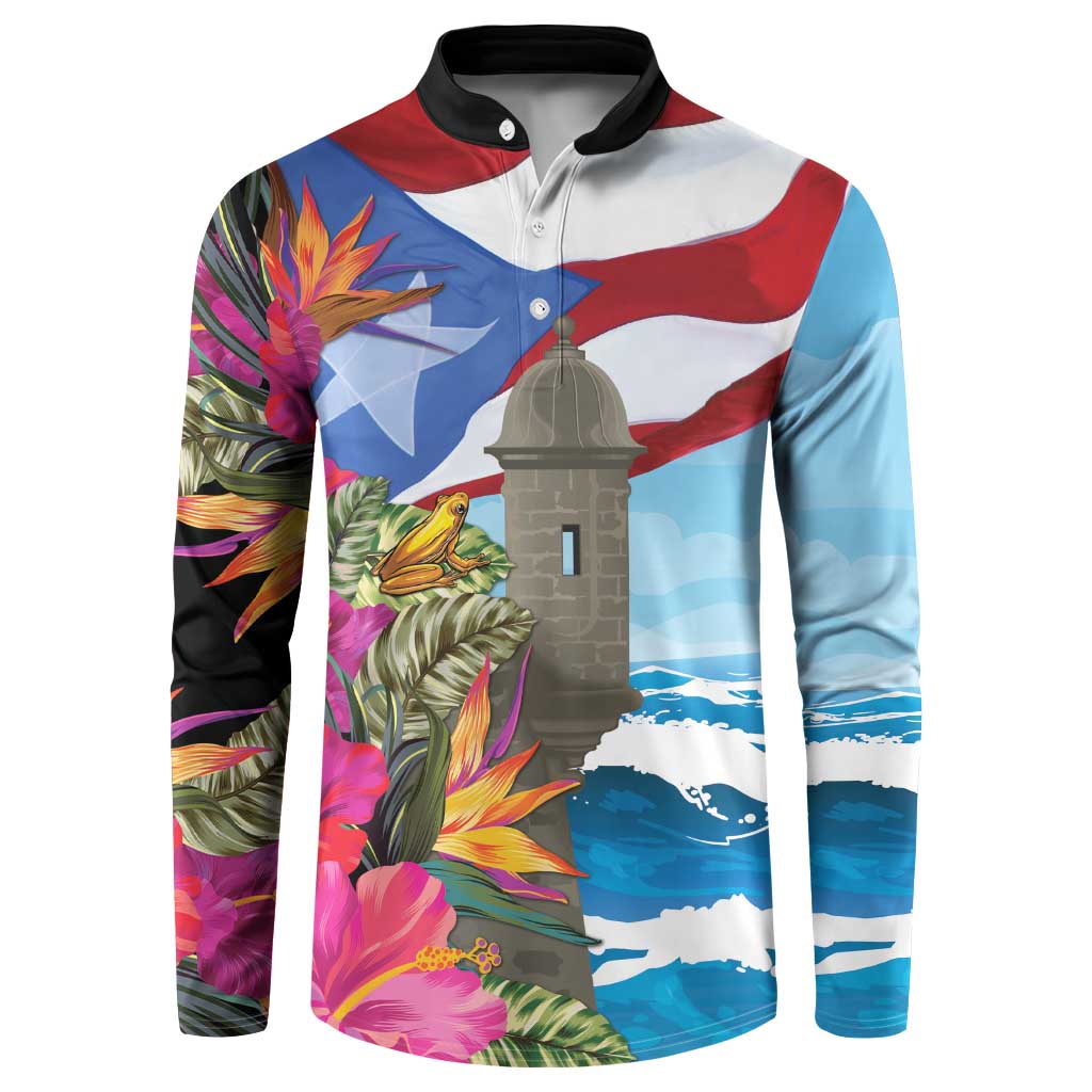 Puerto Rico El Morro Button Sweatshirt Boriken Seascape - Wonder Print Shop
