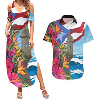 Puerto Rico El Morro Couples Matching Summer Maxi Dress and Hawaiian Shirt Boriken Seascape - Wonder Print Shop