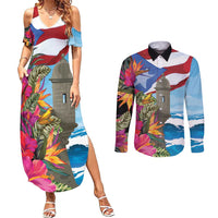 Puerto Rico El Morro Couples Matching Summer Maxi Dress and Long Sleeve Button Shirt Boriken Seascape - Wonder Print Shop