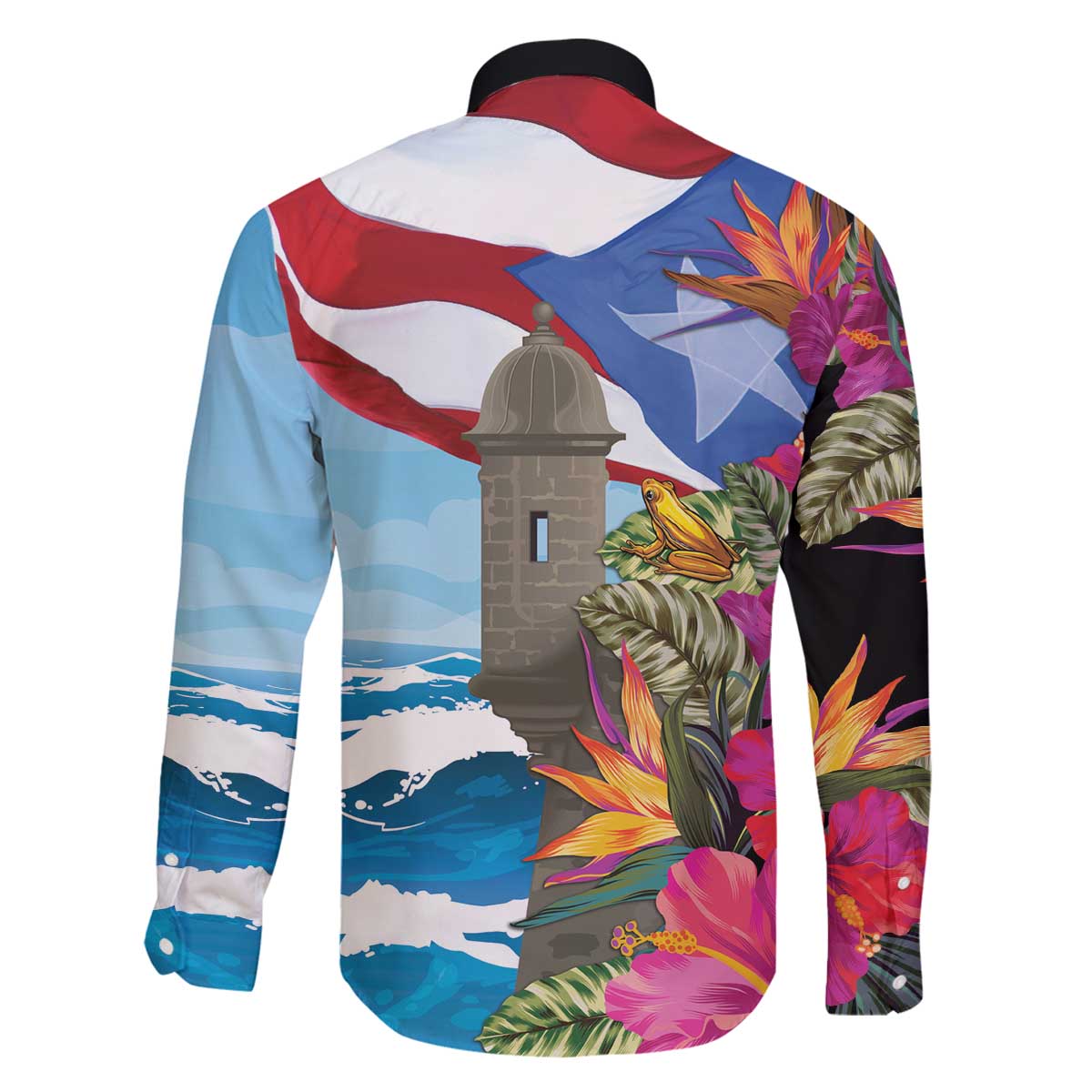 Puerto Rico El Morro Family Matching Off The Shoulder Long Sleeve Dress and Hawaiian Shirt Boriken Seascape - Wonder Print Shop