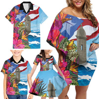 Puerto Rico El Morro Family Matching Off Shoulder Short Dress and Hawaiian Shirt Boriken Seascape - Wonder Print Shop