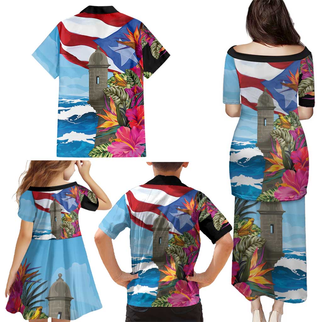 Puerto Rico El Morro Family Matching Puletasi and Hawaiian Shirt Boriken Seascape - Wonder Print Shop