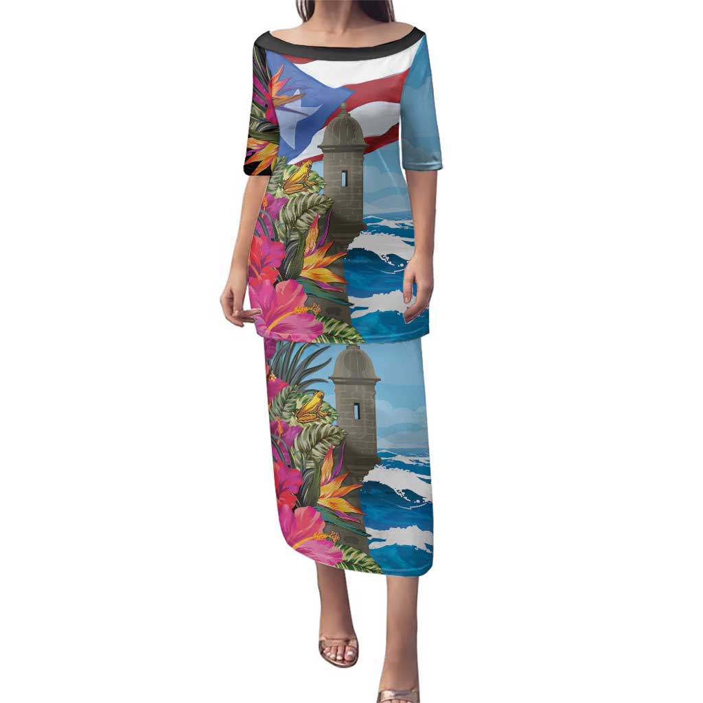 Puerto Rico El Morro Family Matching Puletasi and Hawaiian Shirt Boriken Seascape - Wonder Print Shop