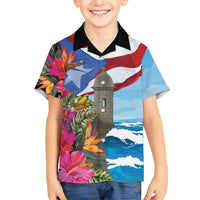 Puerto Rico El Morro Family Matching Short Sleeve Bodycon Dress and Hawaiian Shirt Boriken Seascape - Wonder Print Shop