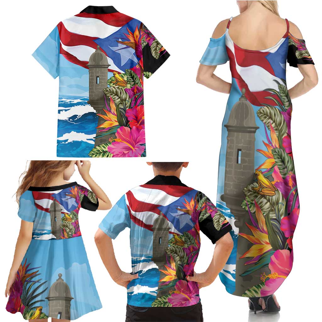 Puerto Rico El Morro Family Matching Summer Maxi Dress and Hawaiian Shirt Boriken Seascape - Wonder Print Shop