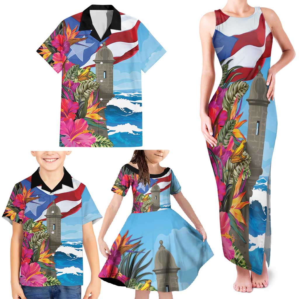 Puerto Rico El Morro Family Matching Tank Maxi Dress and Hawaiian Shirt Boriken Seascape - Wonder Print Shop