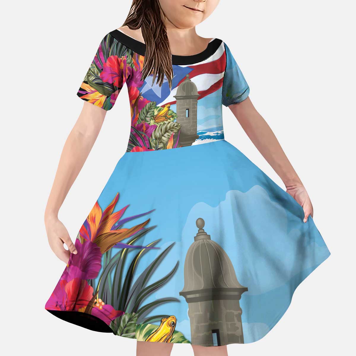 Puerto Rico El Morro Kid Short Sleeve Dress Boriken Seascape - Wonder Print Shop