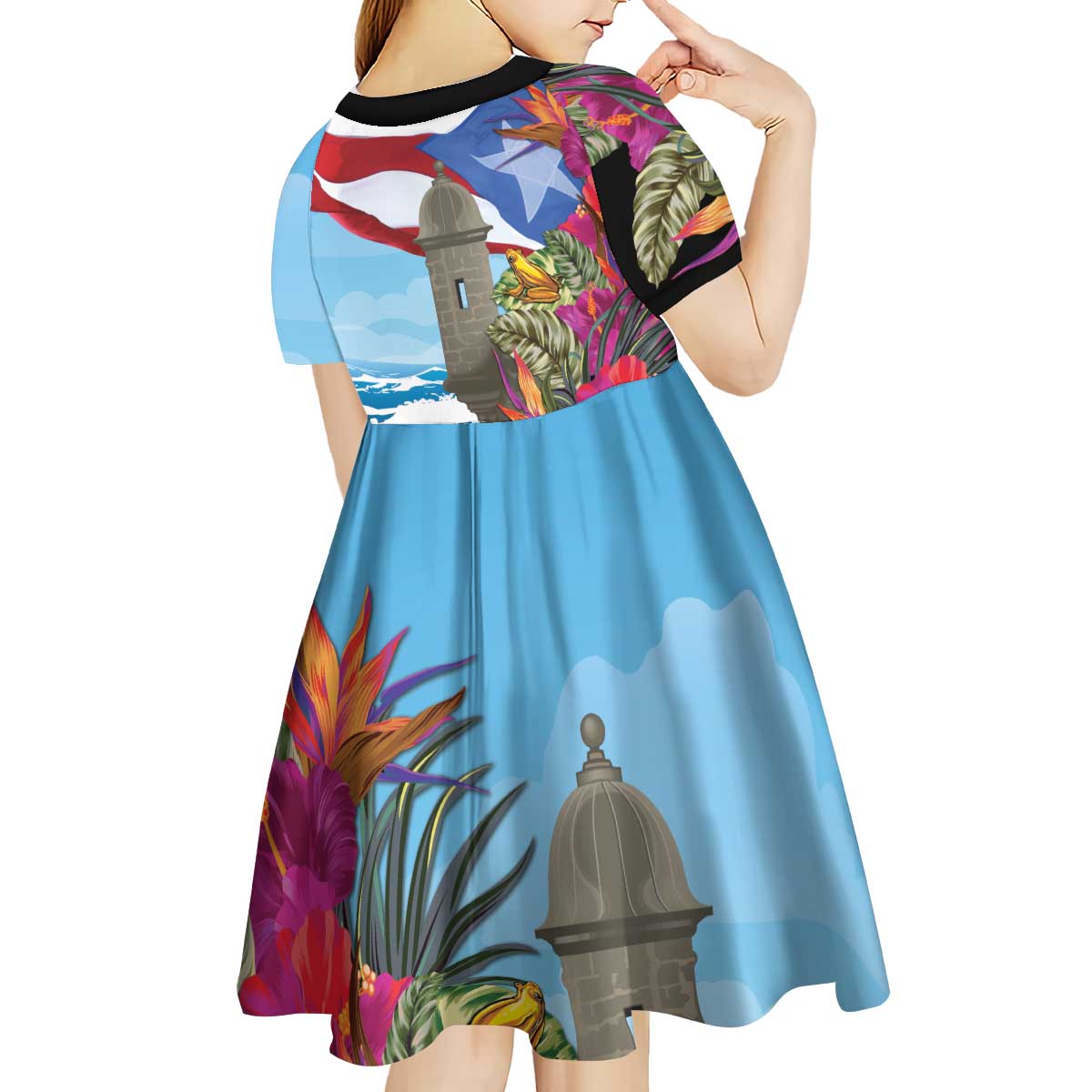Puerto Rico El Morro Kid Short Sleeve Dress Boriken Seascape - Wonder Print Shop