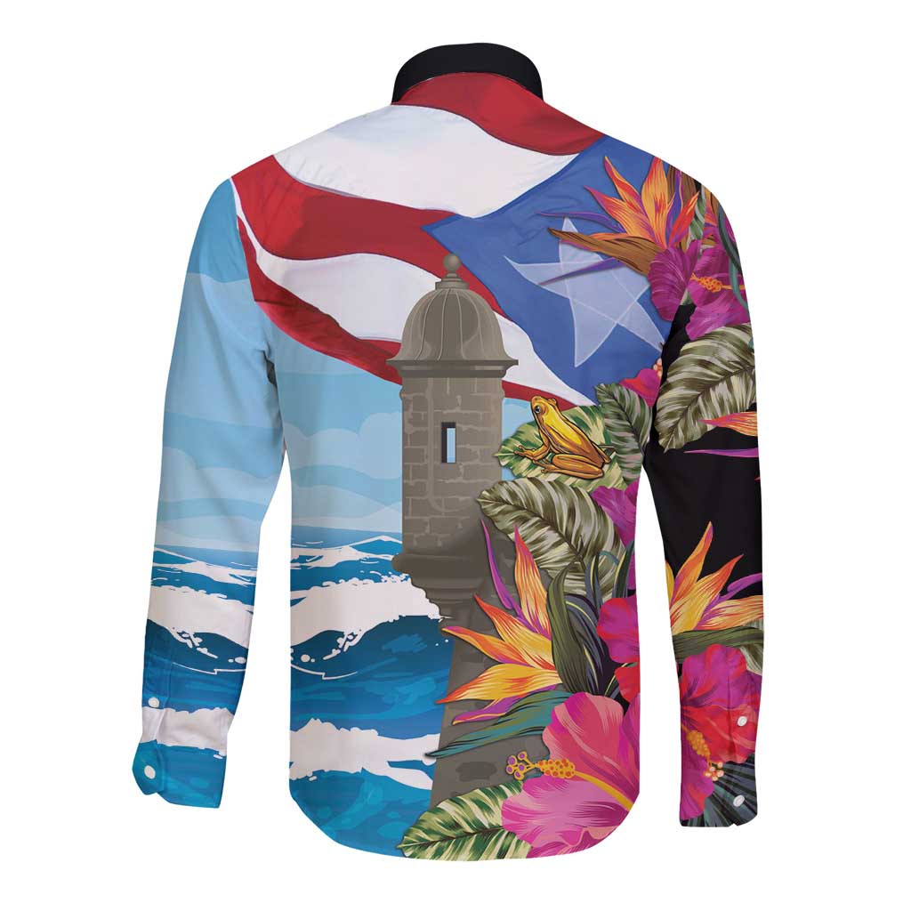 Puerto Rico El Morro Long Sleeve Button Shirt Boriken Seascape - Wonder Print Shop