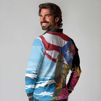 Puerto Rico El Morro Long Sleeve Polo Shirt Boriken Seascape - Wonder Print Shop