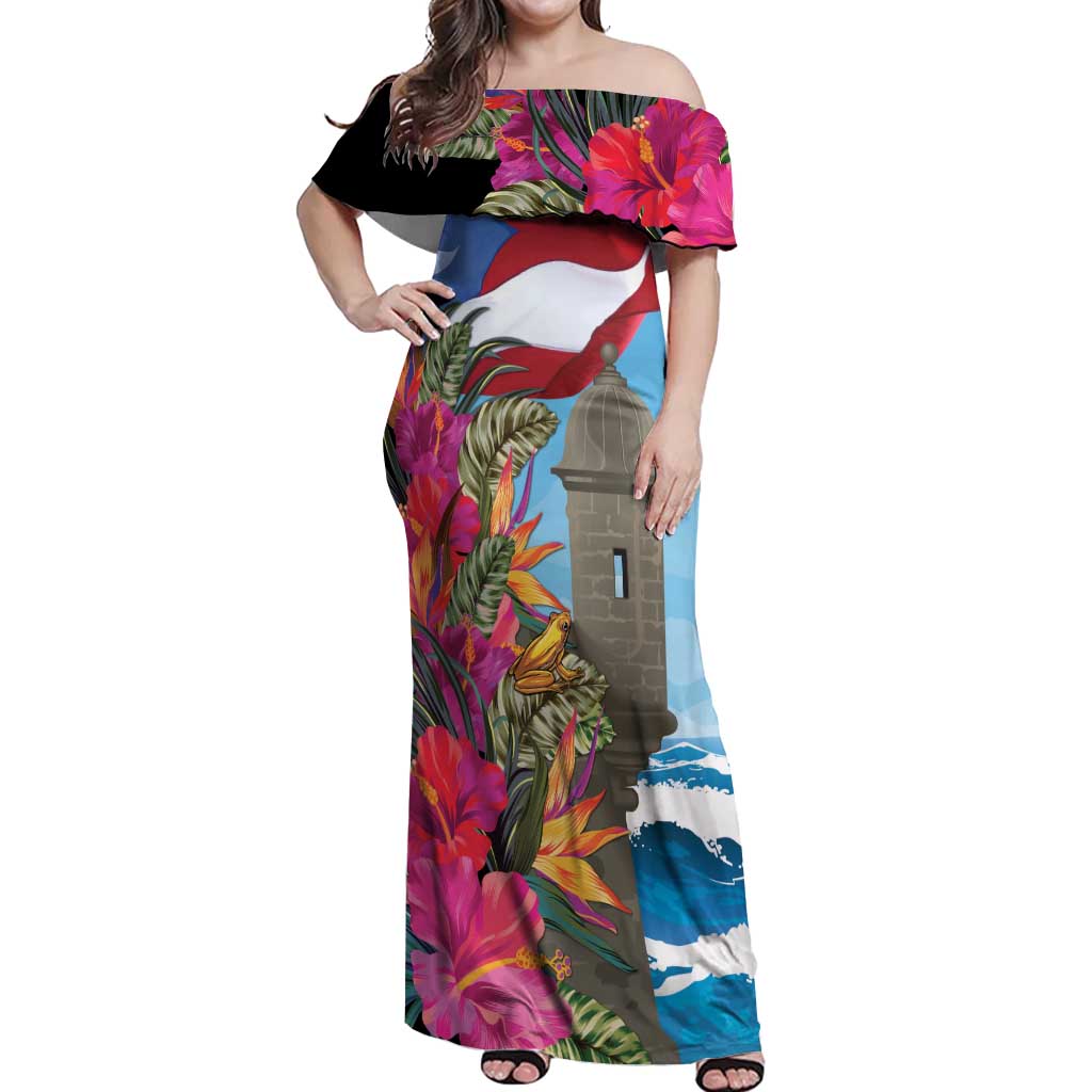 Puerto Rico El Morro Off Shoulder Maxi Dress Boriken Seascape - Wonder Print Shop