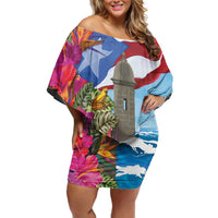 Puerto Rico El Morro Off Shoulder Short Dress Boriken Seascape - Wonder Print Shop