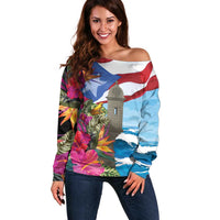 Puerto Rico El Morro Off Shoulder Sweater Boriken Seascape - Wonder Print Shop