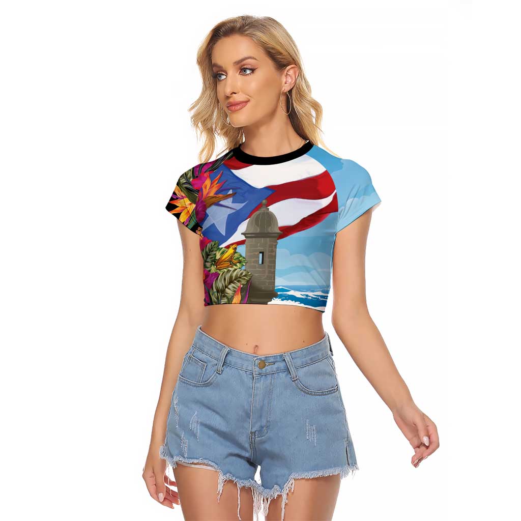 Puerto Rico El Morro Raglan Cropped T Shirt Boriken Seascape - Wonder Print Shop