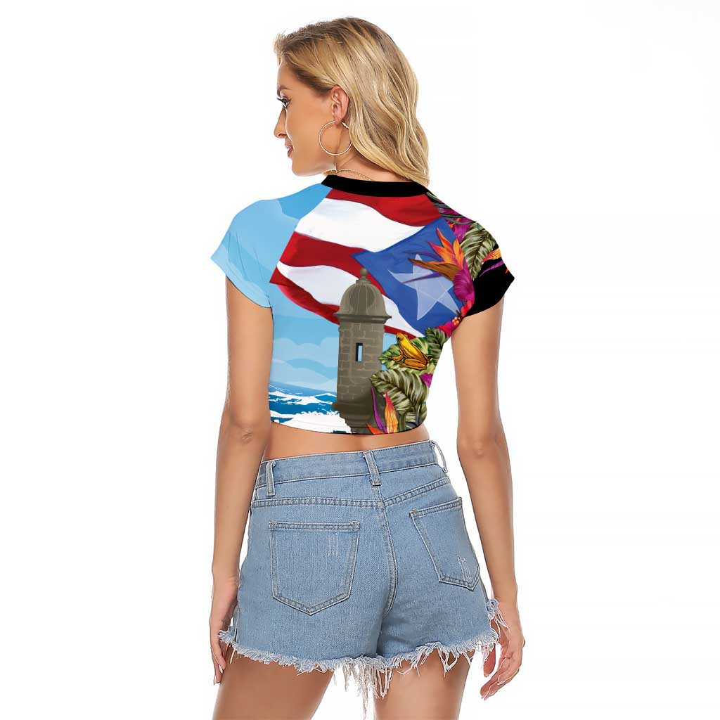 Puerto Rico El Morro Raglan Cropped T Shirt Boriken Seascape - Wonder Print Shop