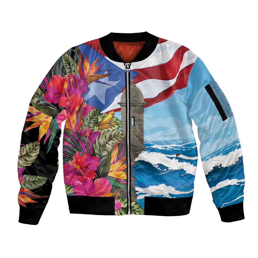 Puerto Rico El Morro Sleeve Zip Bomber Jacket Boriken Seascape - Wonder Print Shop