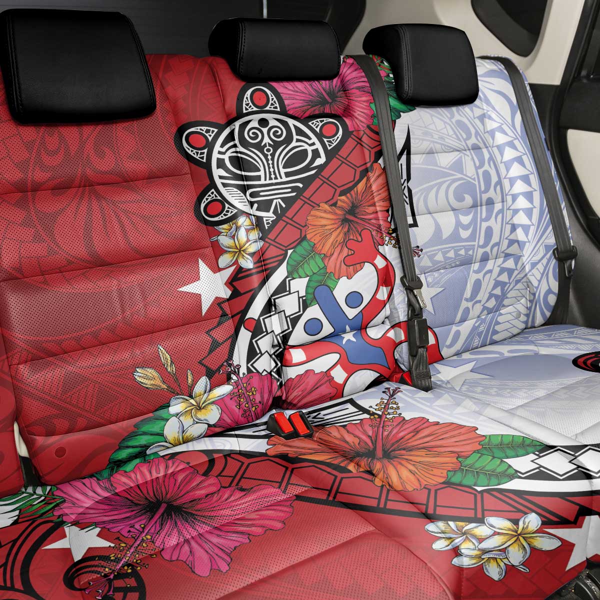 Puerto Rico Boricua Back Car Seat Cover Taino - Polynesia Tribal Mix - Wonder Print Shop