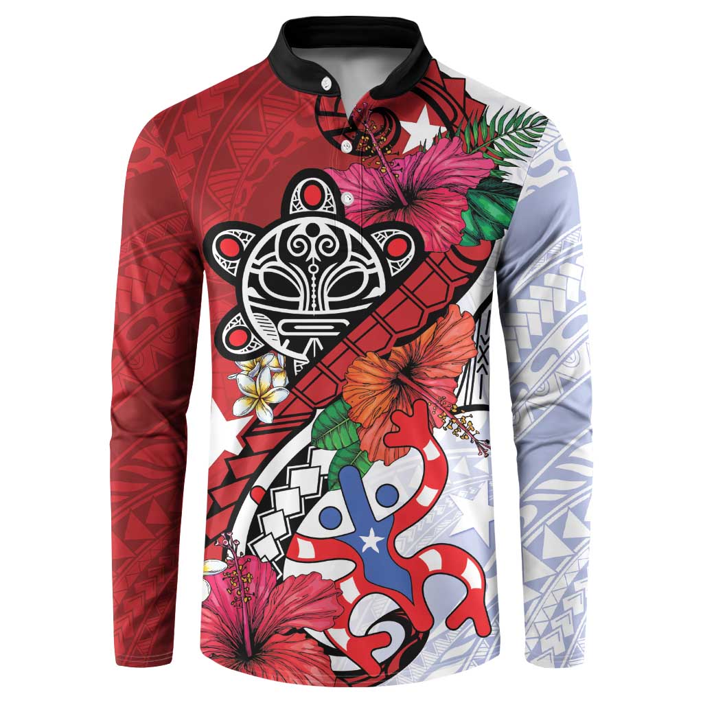 Puerto Rico Boricua Button Sweatshirt Taino - Polynesia Tribal Mix - Wonder Print Shop