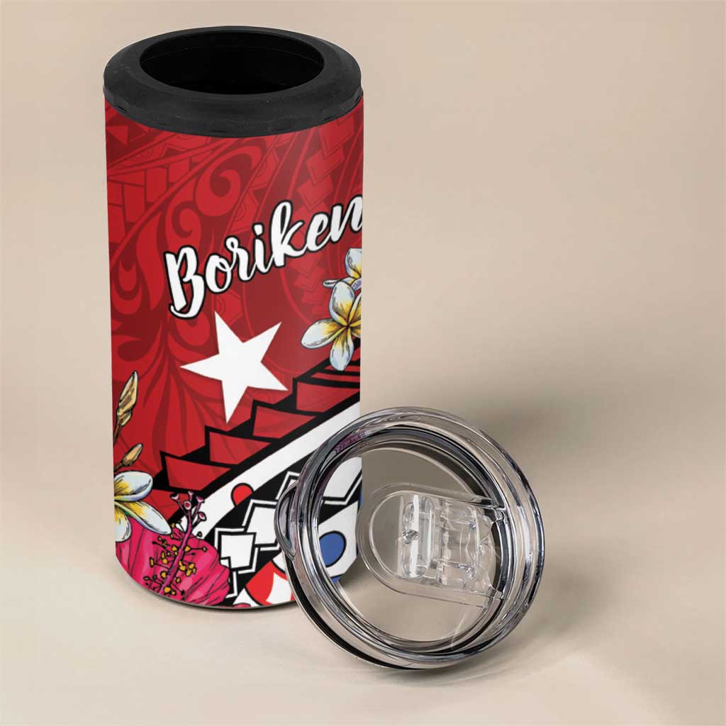 Puerto Rico Boricua 4 in 1 Can Cooler Tumbler Taino - Polynesia Tribal Mix - Wonder Print Shop