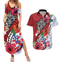 Puerto Rico Boricua Couples Matching Summer Maxi Dress and Hawaiian Shirt Taino - Polynesia Tribal Mix - Wonder Print Shop