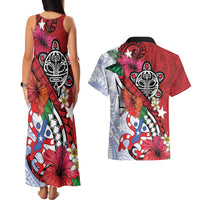 Puerto Rico Boricua Couples Matching Tank Maxi Dress and Hawaiian Shirt Taino - Polynesia Tribal Mix - Wonder Print Shop