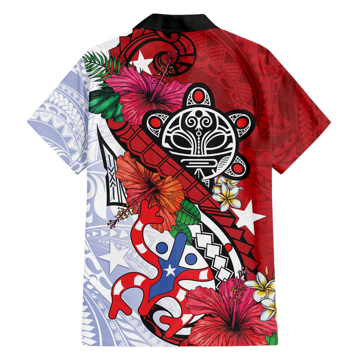 Puerto Rico Boricua Family Matching Off The Shoulder Long Sleeve Dress and Hawaiian Shirt Taino - Polynesia Tribal Mix - Wonder Print Shop