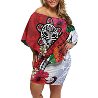 Puerto Rico Boricua Family Matching Off Shoulder Short Dress and Hawaiian Shirt Taino - Polynesia Tribal Mix - Wonder Print Shop