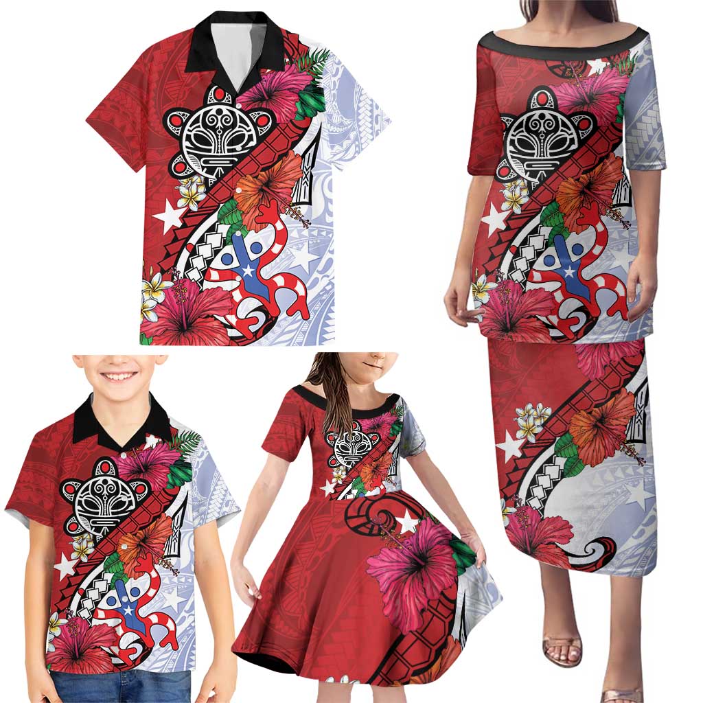 Puerto Rico Boricua Family Matching Puletasi and Hawaiian Shirt Taino - Polynesia Tribal Mix - Wonder Print Shop