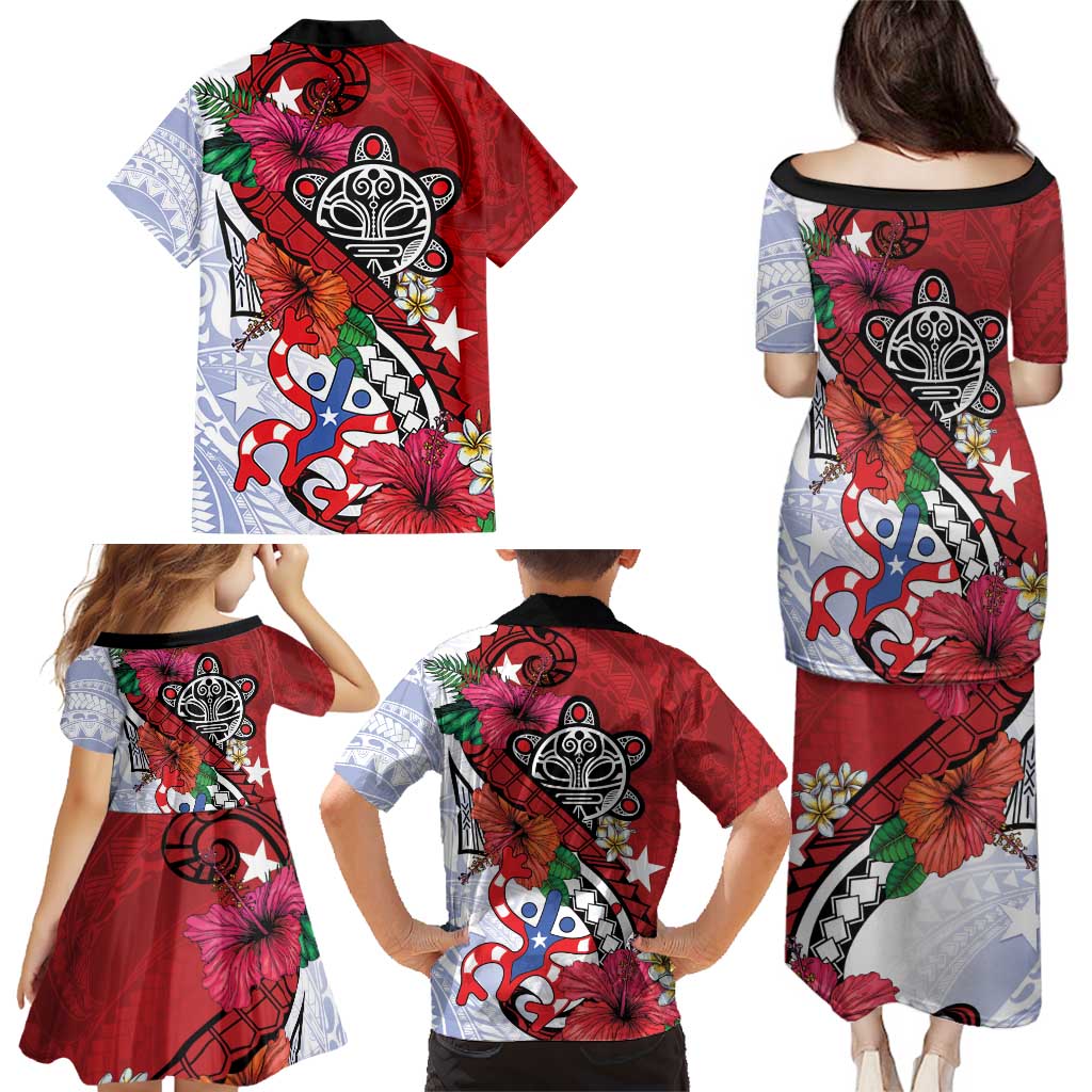 Puerto Rico Boricua Family Matching Puletasi and Hawaiian Shirt Taino - Polynesia Tribal Mix - Wonder Print Shop
