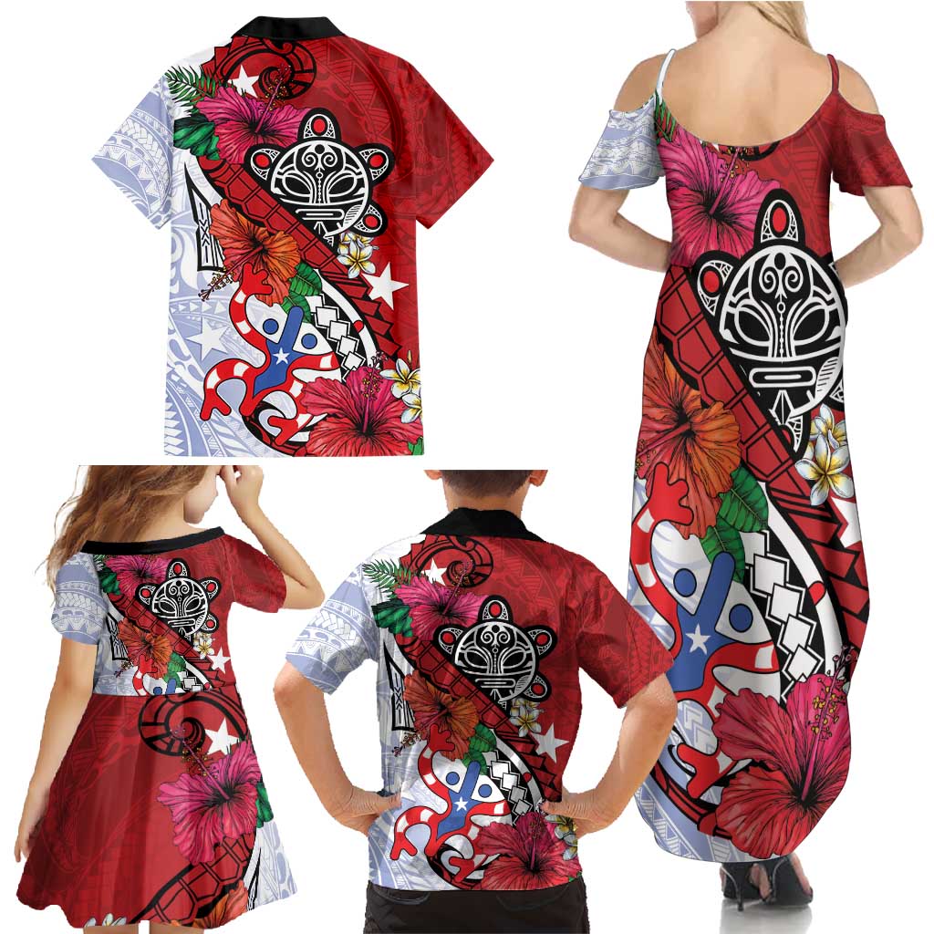 Puerto Rico Boricua Family Matching Summer Maxi Dress and Hawaiian Shirt Taino - Polynesia Tribal Mix - Wonder Print Shop