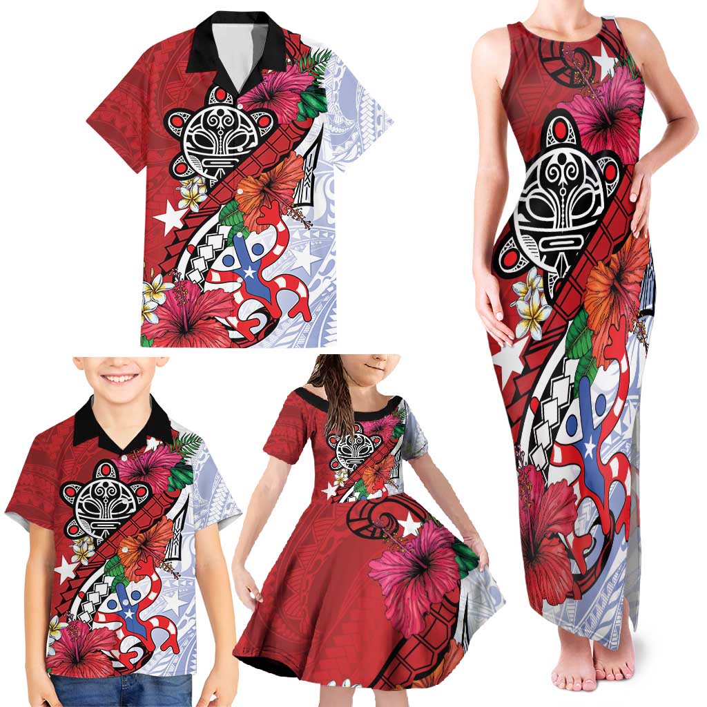 Puerto Rico Boricua Family Matching Tank Maxi Dress and Hawaiian Shirt Taino - Polynesia Tribal Mix - Wonder Print Shop