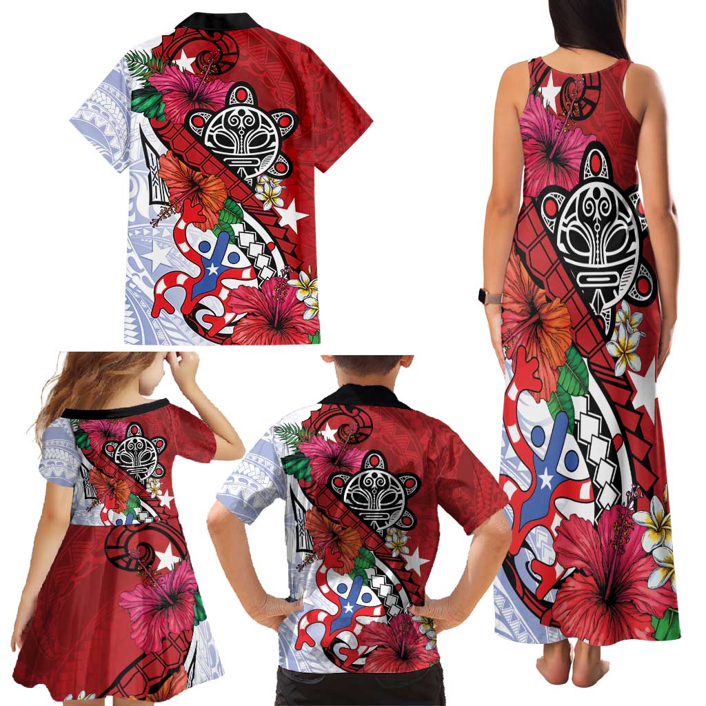 Puerto Rico Boricua Family Matching Tank Maxi Dress and Hawaiian Shirt Taino - Polynesia Tribal Mix - Wonder Print Shop