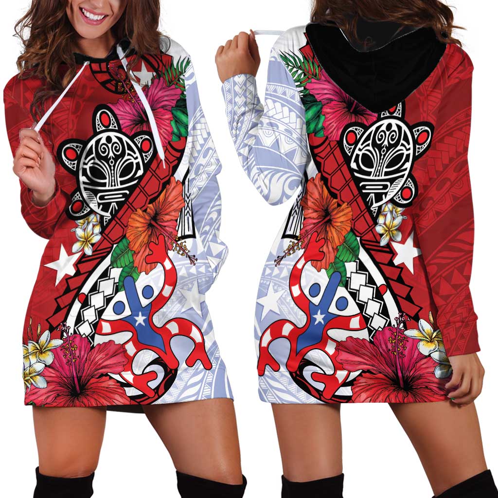 Puerto Rico Boricua Hoodie Dress Taino - Polynesia Tribal Mix - Wonder Print Shop