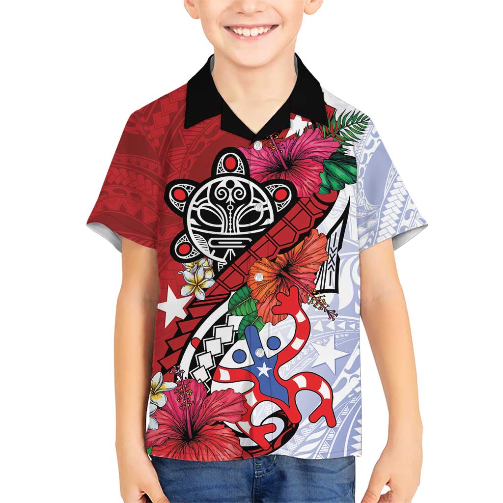 Puerto Rico Boricua Kid Hawaiian Shirt Taino - Polynesia Tribal Mix - Wonder Print Shop