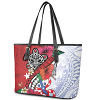 Puerto Rico Boricua Leather Tote Bag Taino - Polynesia Tribal Mix - Wonder Print Shop