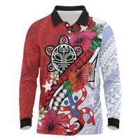 Puerto Rico Boricua Long Sleeve Polo Shirt Taino - Polynesia Tribal Mix - Wonder Print Shop