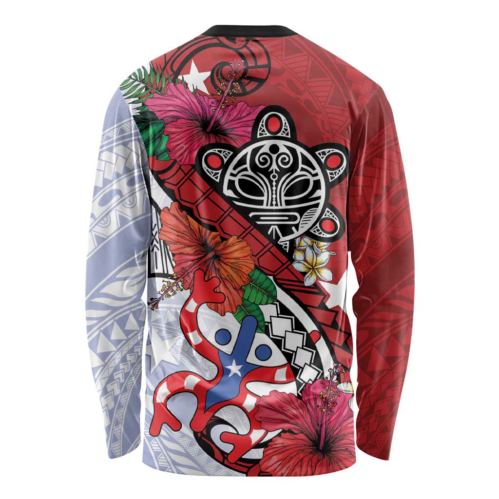 Puerto Rico Boricua Long Sleeve Shirt Taino - Polynesia Tribal Mix - Wonder Print Shop