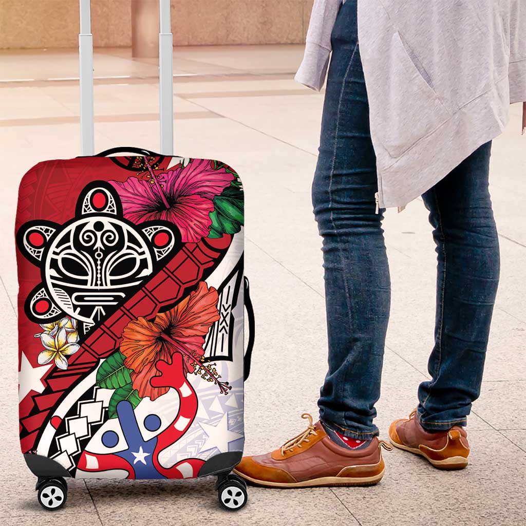 Puerto Rico Boricua Luggage Cover Taino - Polynesia Tribal Mix - Wonder Print Shop
