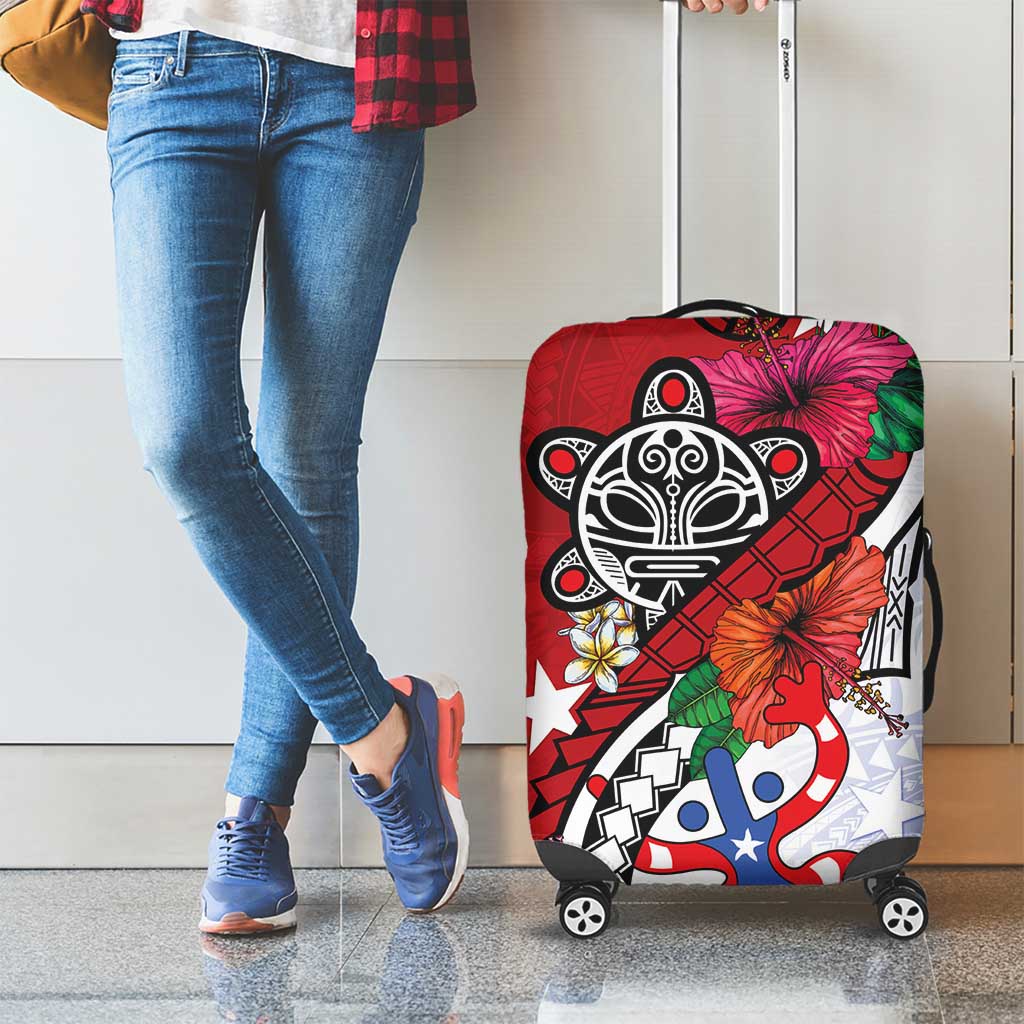 Puerto Rico Boricua Luggage Cover Taino - Polynesia Tribal Mix - Wonder Print Shop