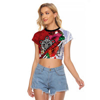 Puerto Rico Boricua Raglan Cropped T Shirt Taino - Polynesia Tribal Mix - Wonder Print Shop