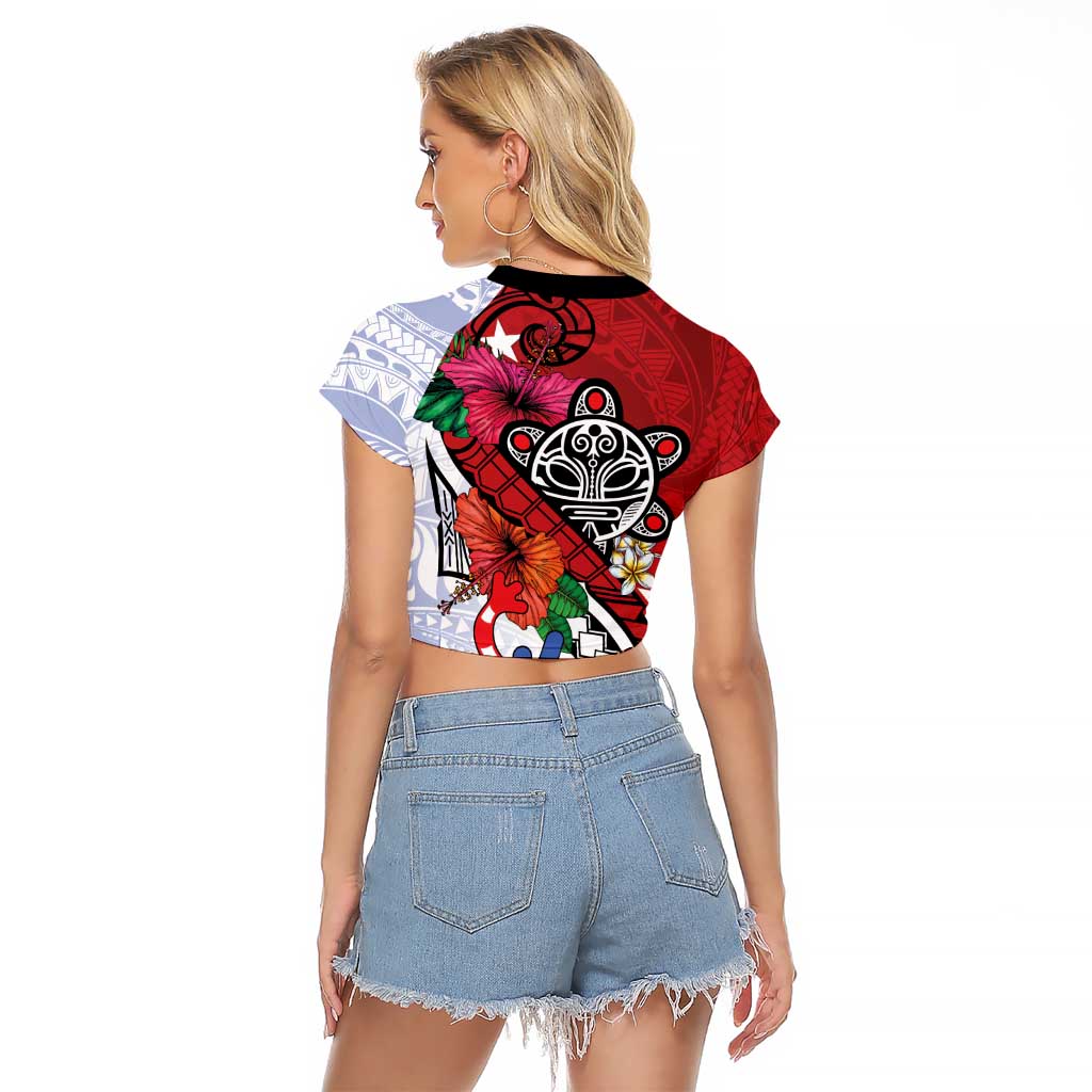 Puerto Rico Boricua Raglan Cropped T Shirt Taino - Polynesia Tribal Mix - Wonder Print Shop